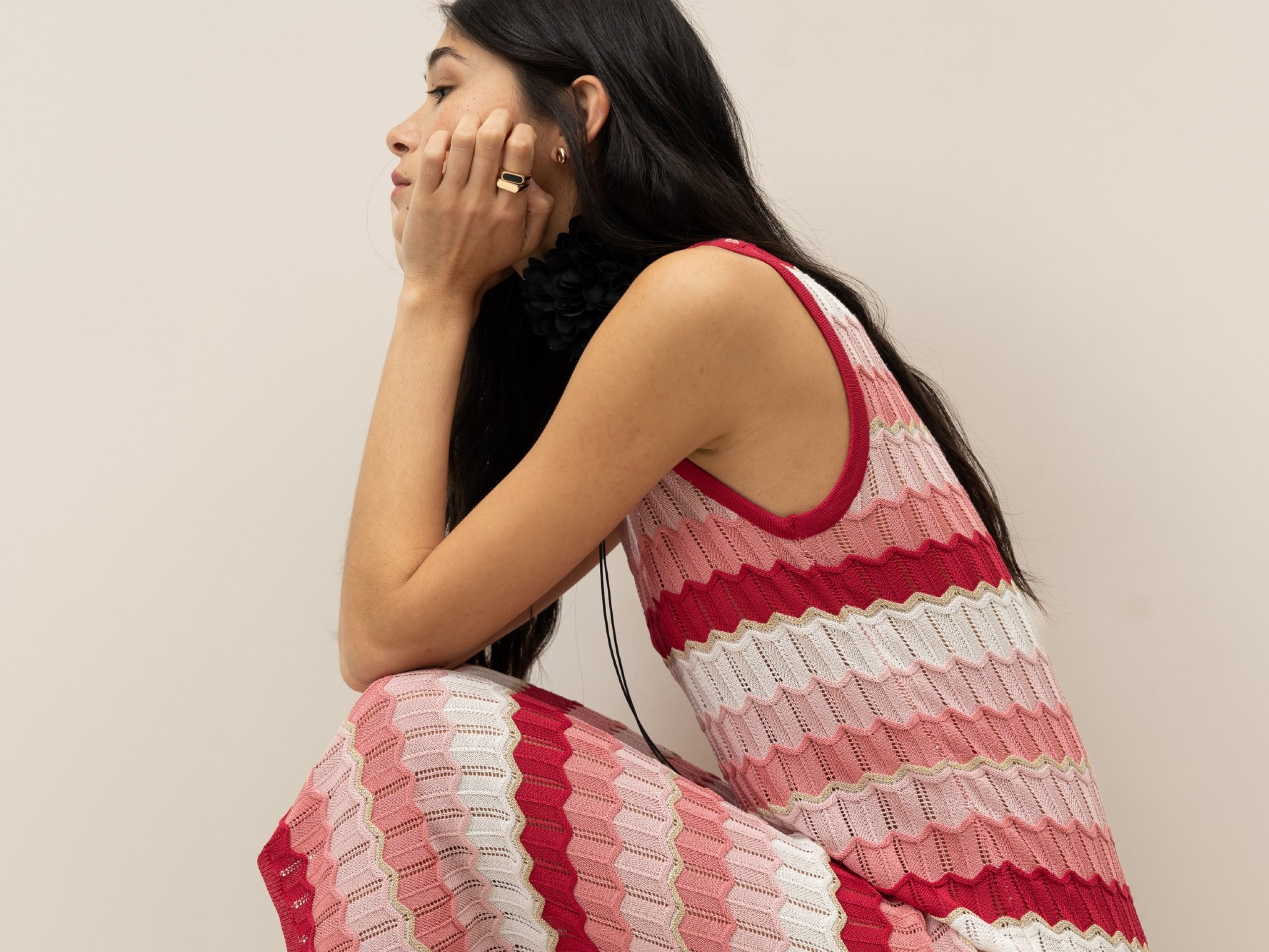 Vestido Midi de Punto Zigzag