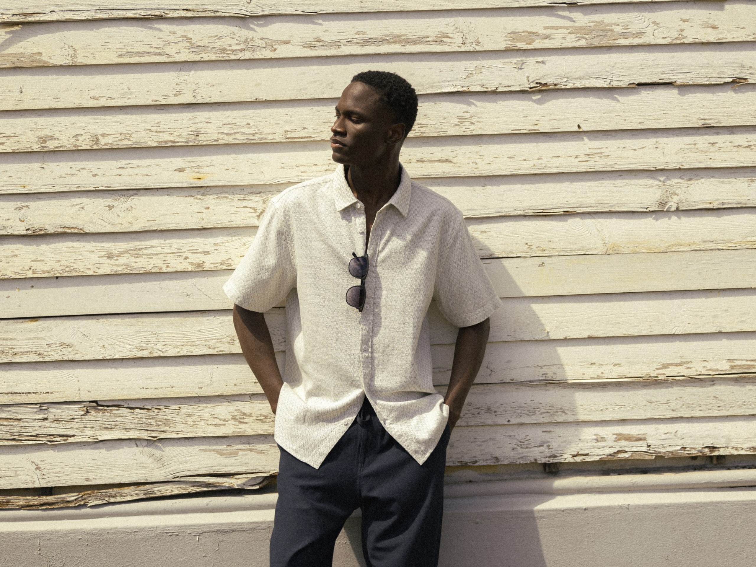Relaxed Shirt with Zigzag Embroidery