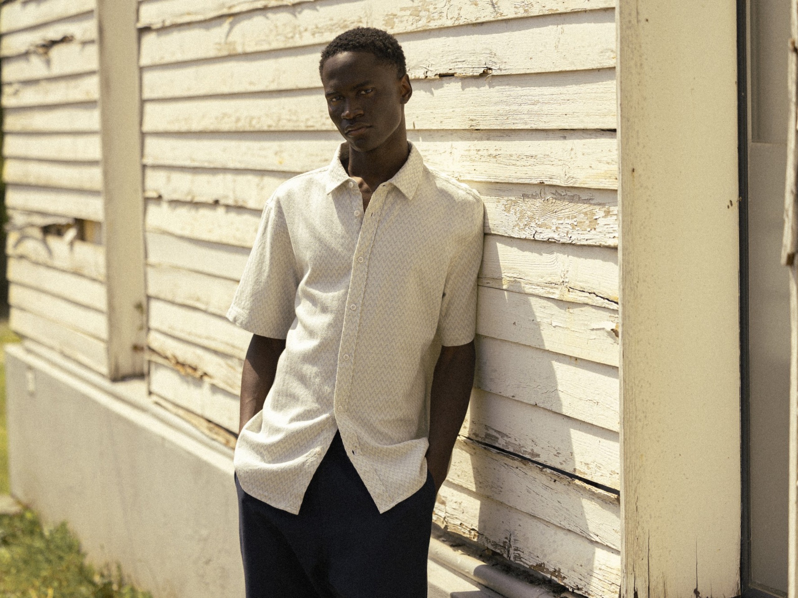 Relaxed Shirt with Zigzag Embroidery