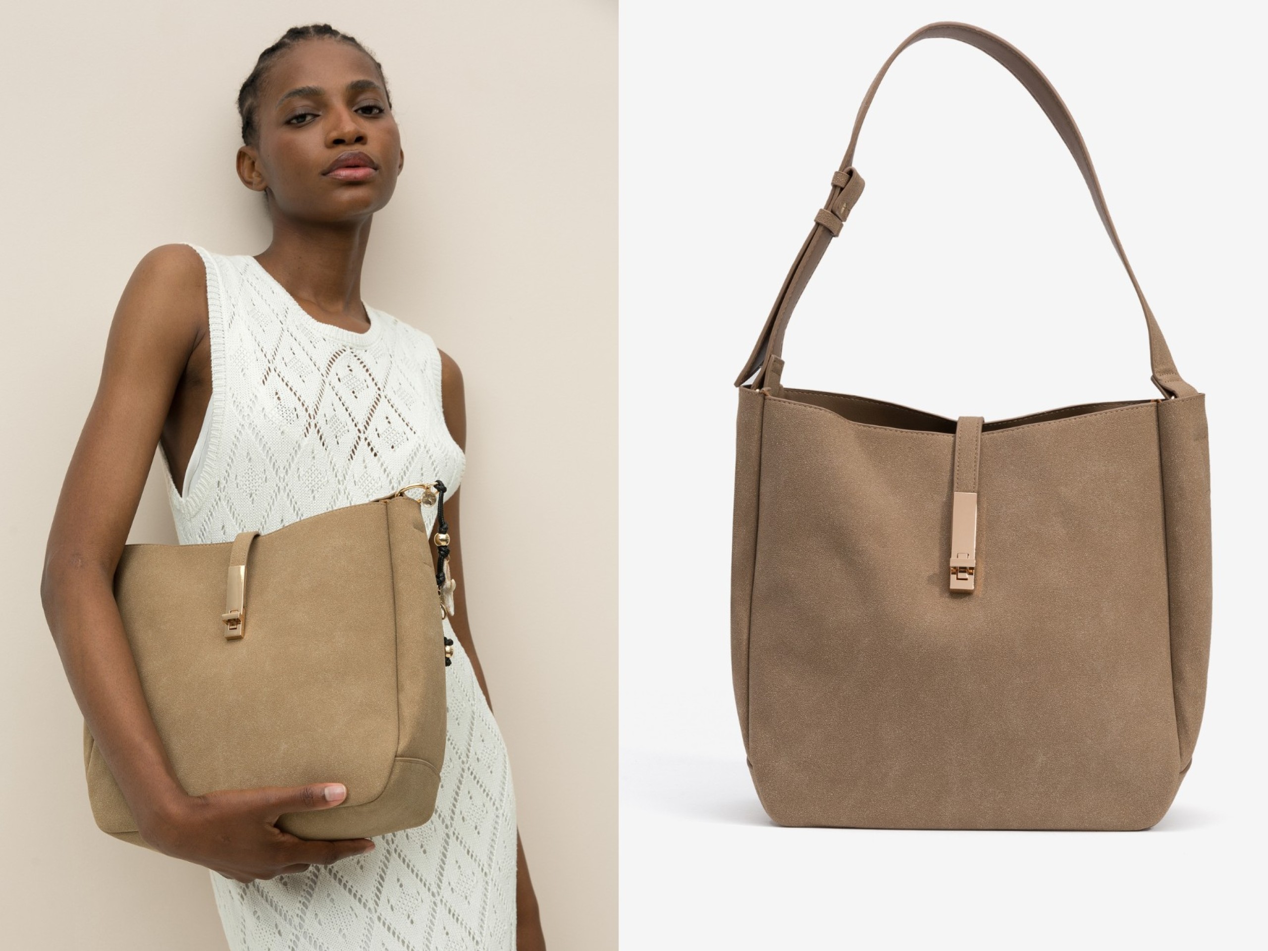 Faux Suede Shoulder Bag