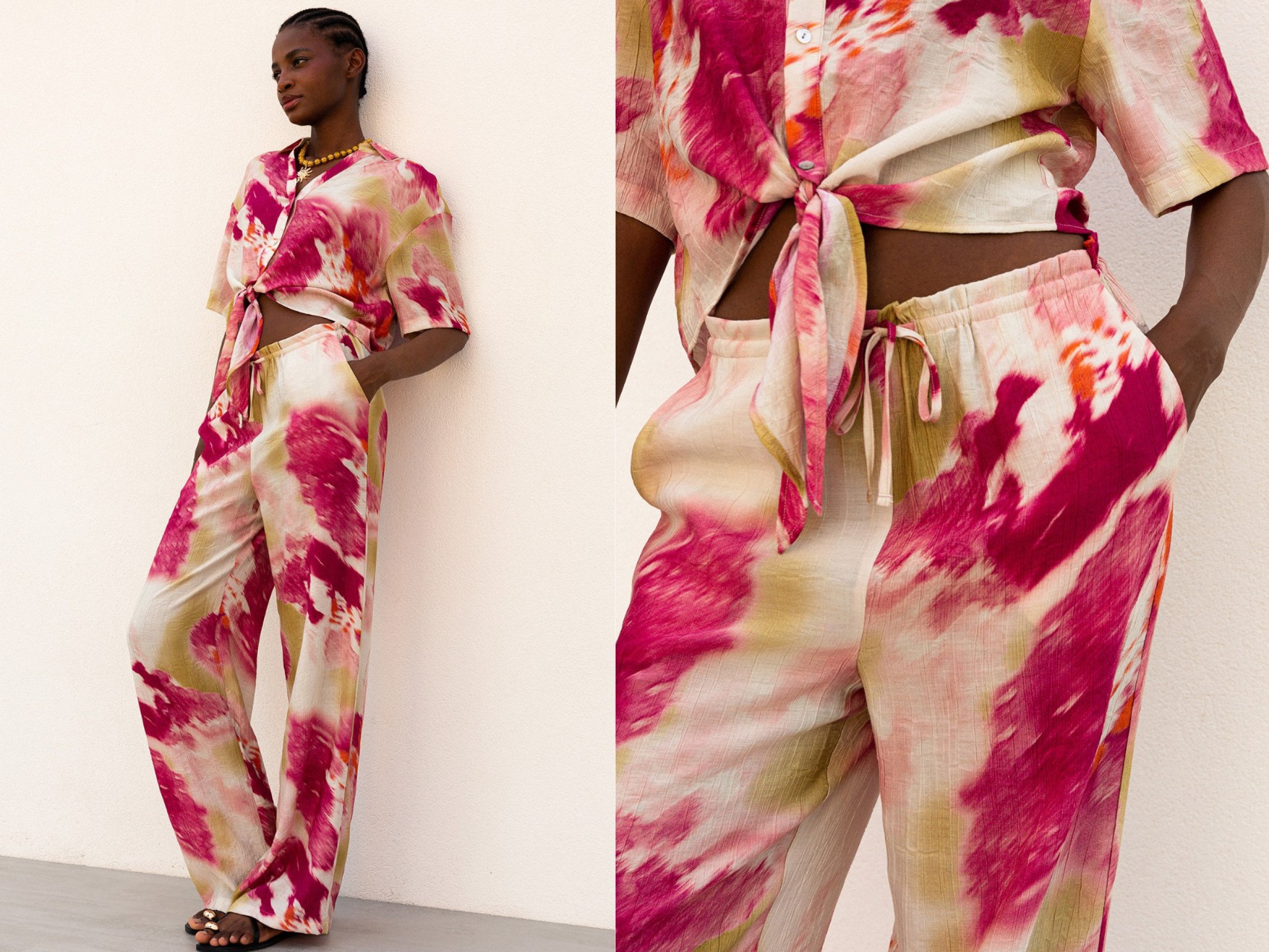 Wrinkled Wide-leg Trousers