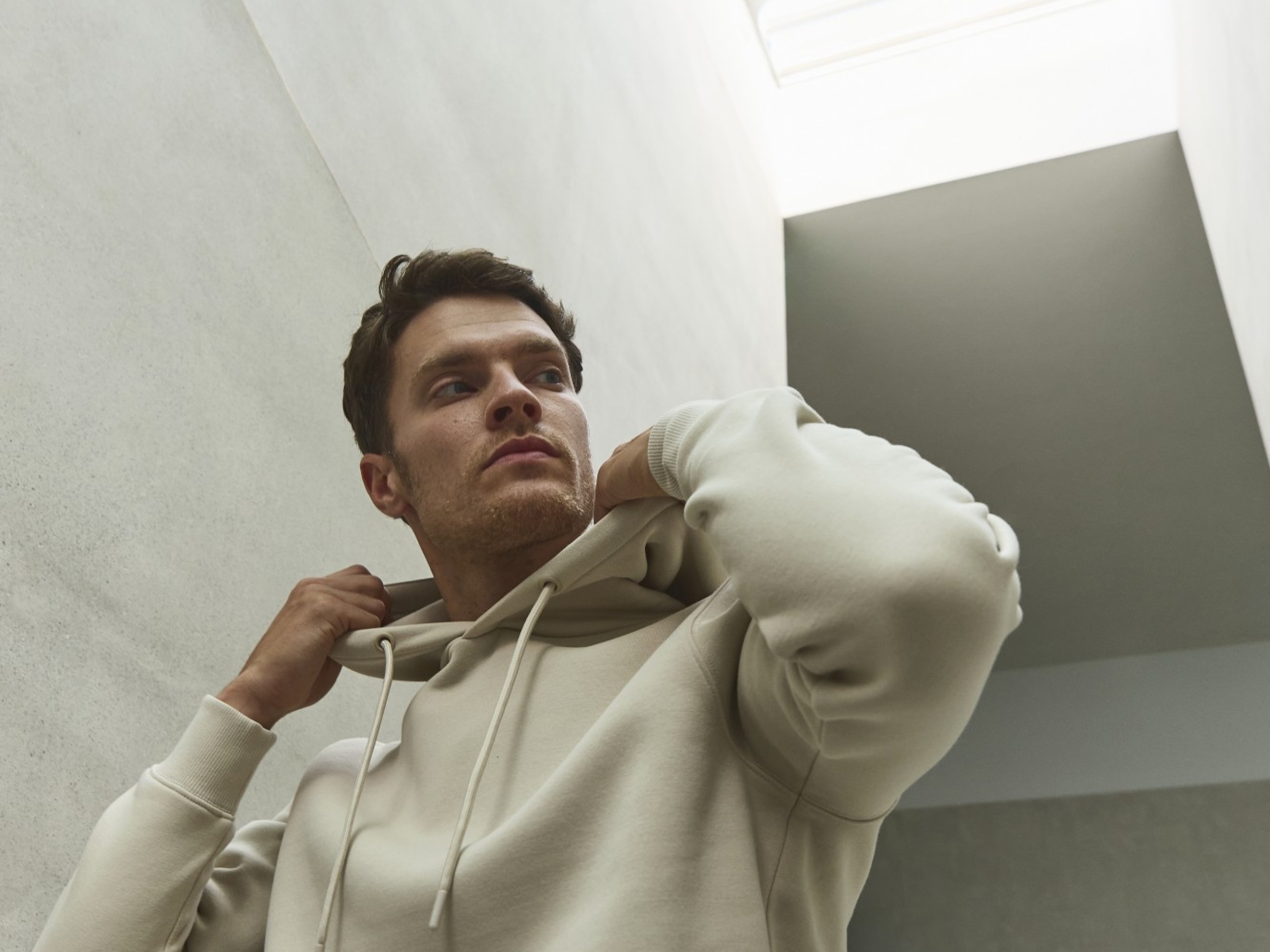 Beige Casual Hoodie