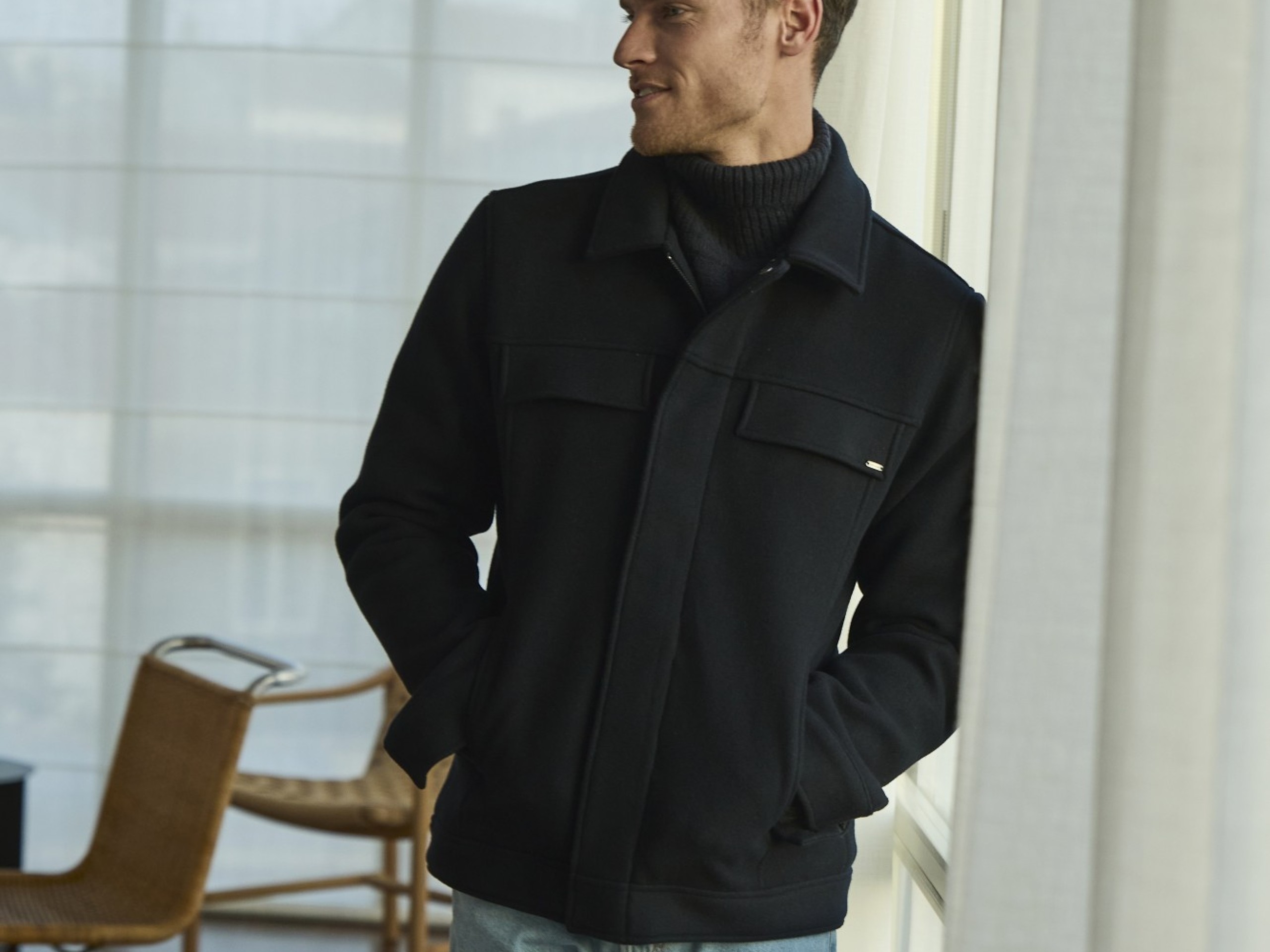 Casaco Azul Regular Masculino Casaco Azul Regular Masculino