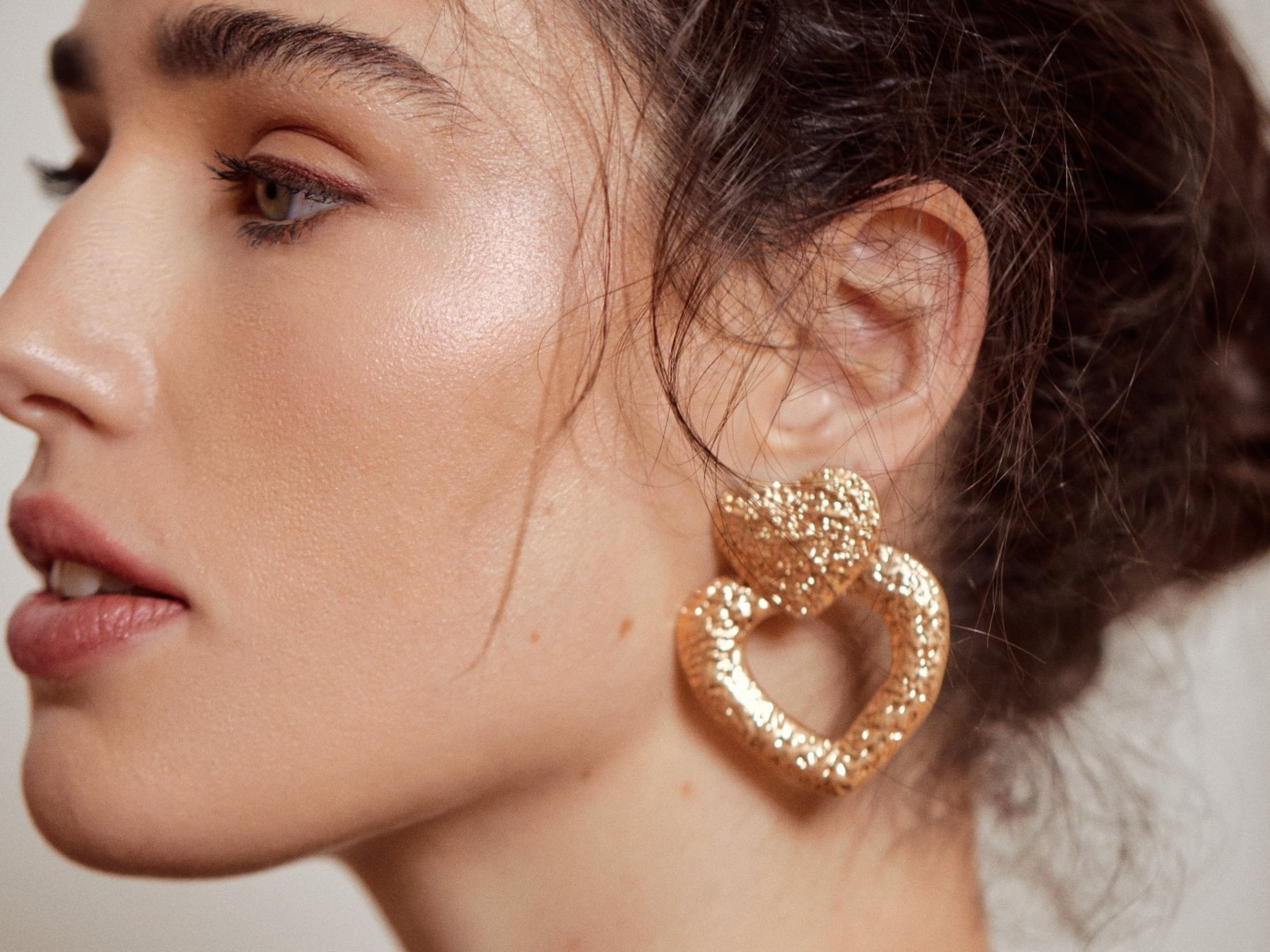 Heart-Shaped Gold Earrings