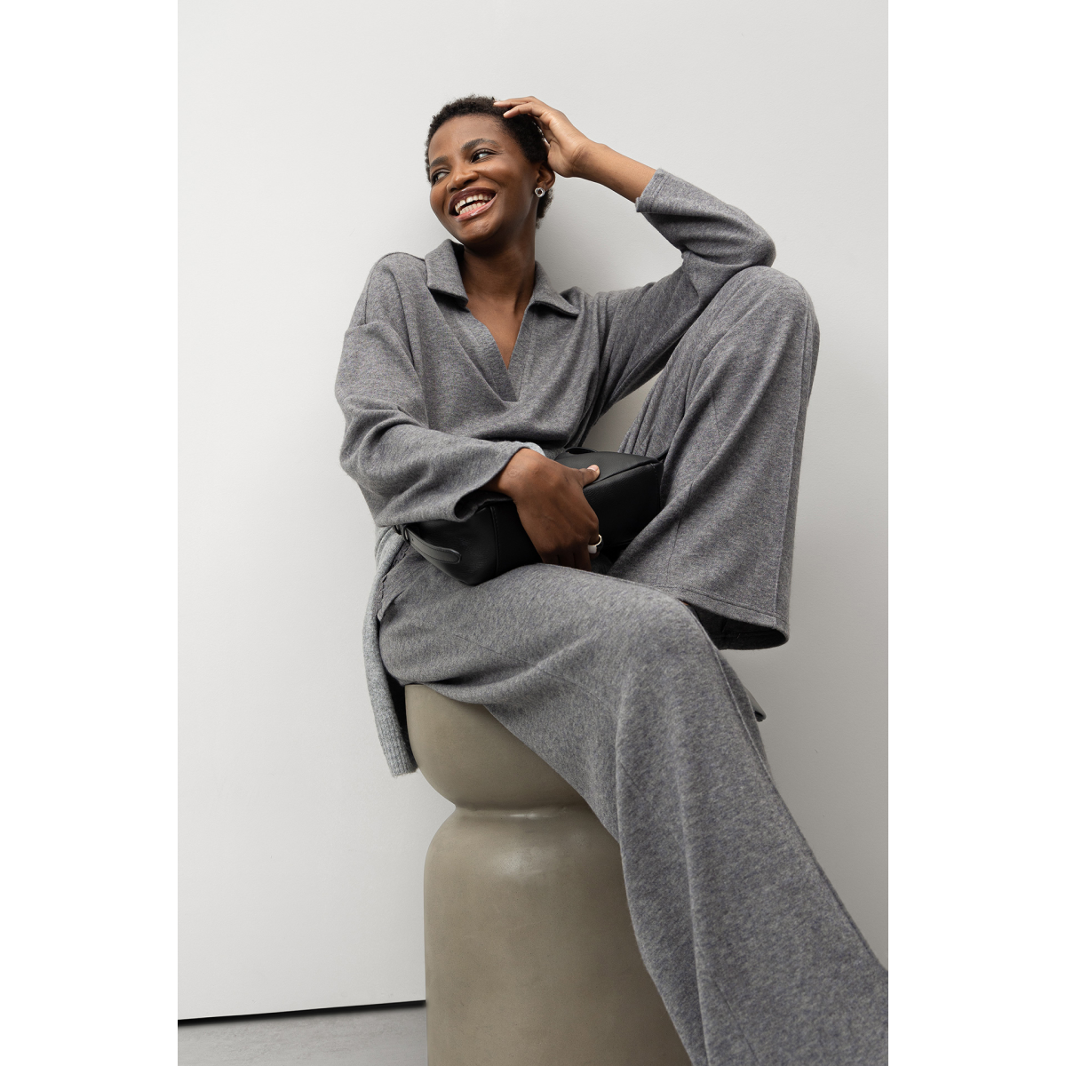 Grey Wide Leg Trousers - 71013400_064 - Vilanova