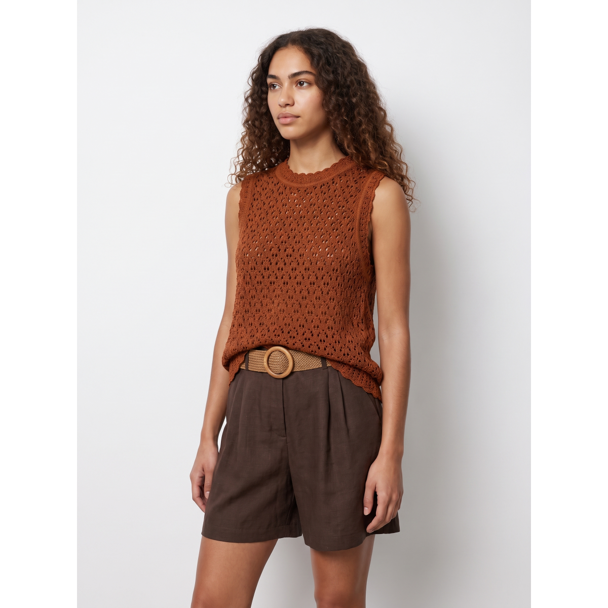 Orange Sleeveless Knit Top - 71015060_454 - Vilanova